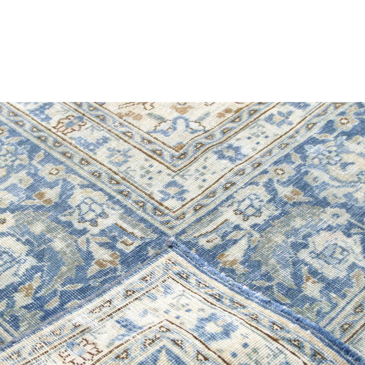 Light Blue Vintage Antique Traditional Tabriz Wool Rug - 10'6" x 13'10"