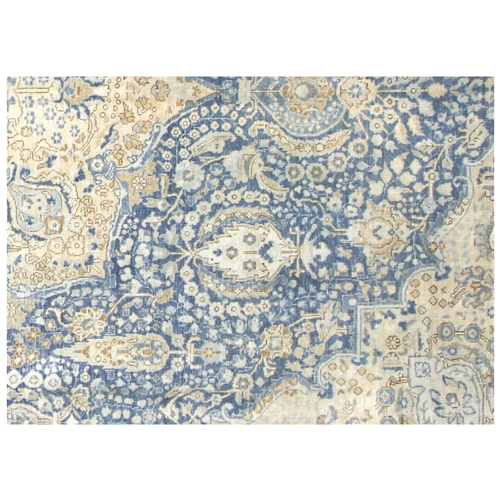 Light Blue Vintage Antique Traditional Tabriz Wool Rug - 10'6" x 13'10"