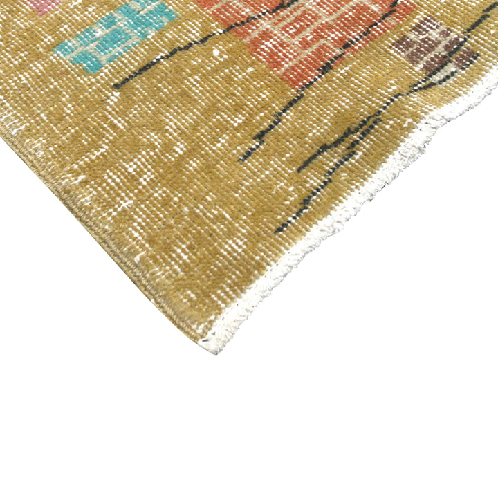 Yellow Vintage Antique Traditional Deco Wool Rug - 6'11" x 9'6"