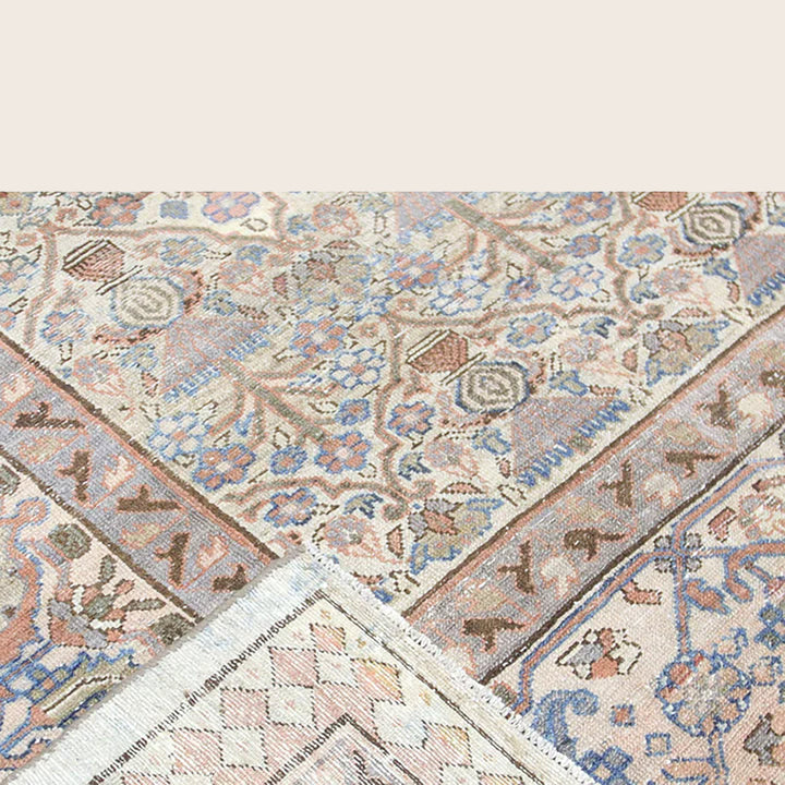 Beige Vintage Antique Traditional Heriz Wool Rug - 11'3" x 14'4"