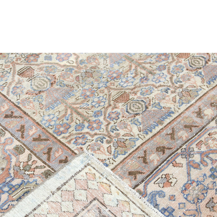 Beige Vintage Antique Traditional Heriz Wool Rug - 11'3" x 14'4"