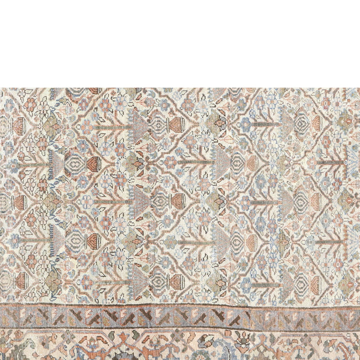 Beige Vintage Antique Traditional Heriz Wool Rug - 11'3" x 14'4"