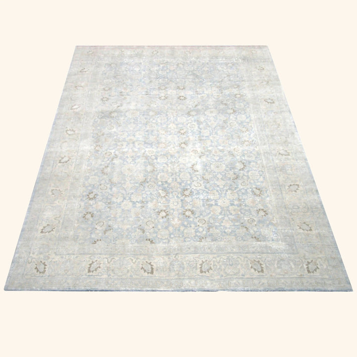 Grey Vintage Antique Traditional Tabriz Wool Rug - 8'4" x 11'5"