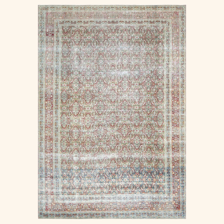 Light Blue Vintage Antique Traditional Tabriz Wool Rug - 9'8" x 14'1"
