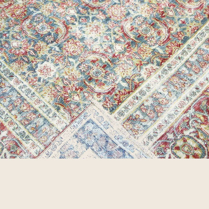 Light Blue Vintage Antique Traditional Tabriz Wool Rug - 9'8" x 14'1"