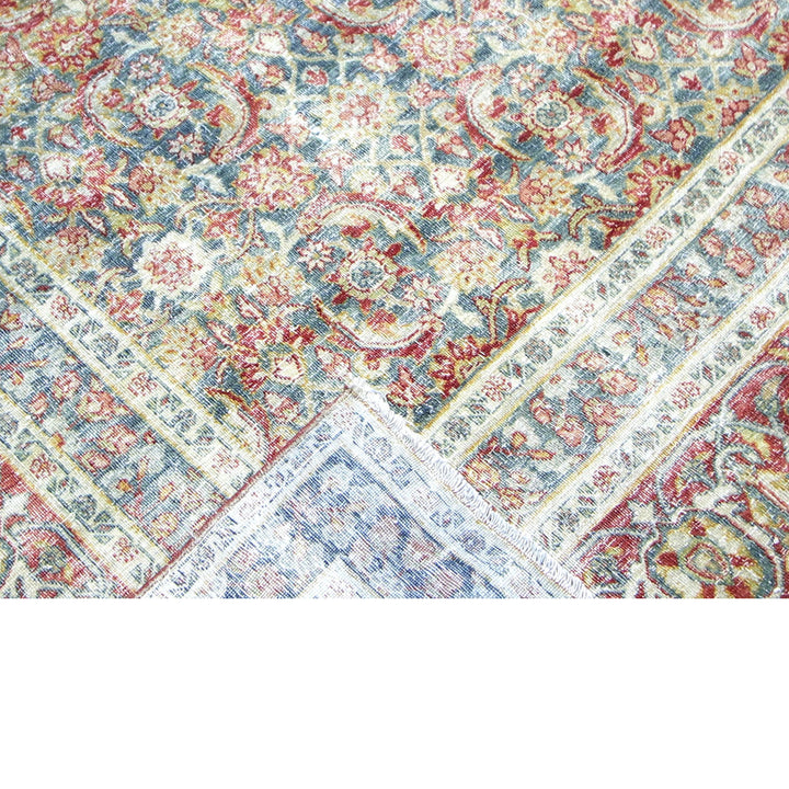 Light Blue Vintage Antique Traditional Tabriz Wool Rug - 9'8" x 14'1"