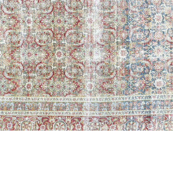 Light Blue Vintage Antique Traditional Tabriz Wool Rug - 9'8" x 14'1"