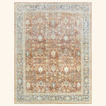 Beige Vintage Antique Traditional Mahal Wool Rug - 9'1" x 12'