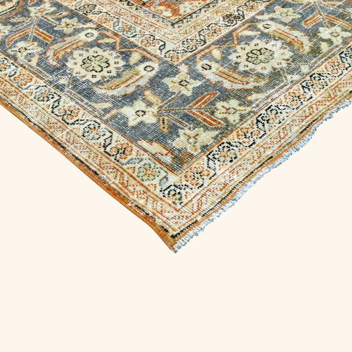 Beige Vintage Antique Traditional Mahal Wool Rug - 9'1" x 12'