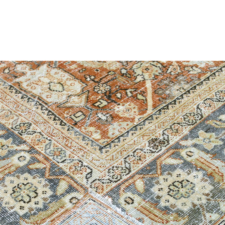 Beige Vintage Antique Traditional Mahal Wool Rug - 9'1" x 12'