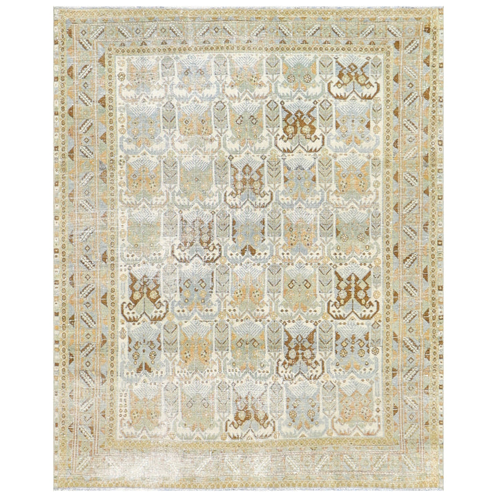 Ivory Vintage Antique Traditional Melayer Wool Rug - 4'8" x 5'8"
