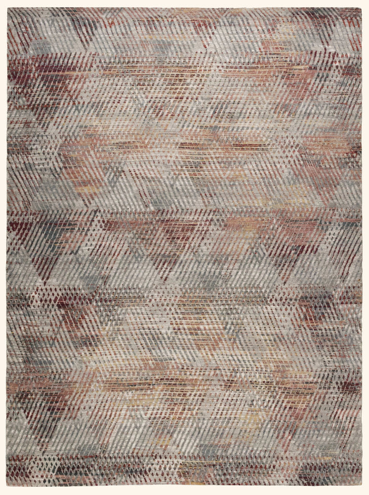 Red Contemporary Wool Silk Blend Rug - 8' x 10'