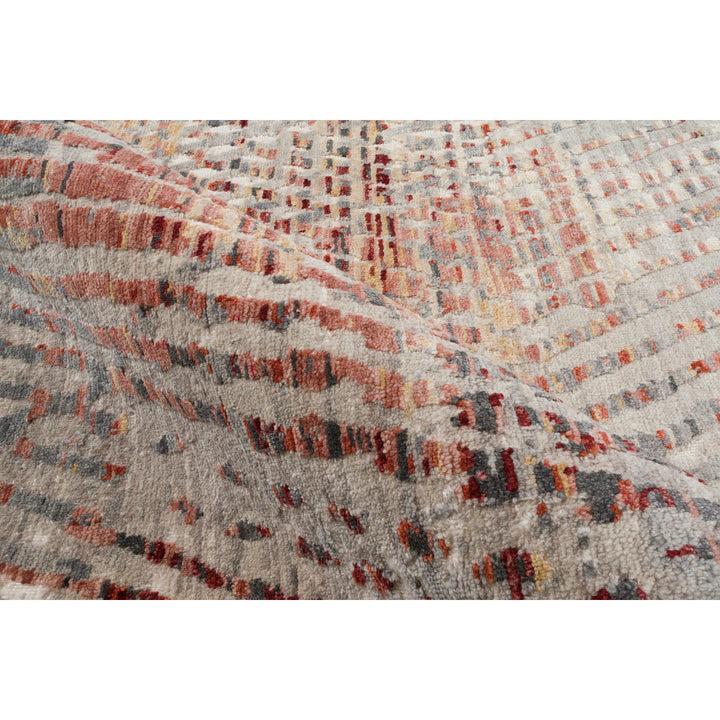 Red Contemporary Wool Silk Blend Rug - 8' x 10'