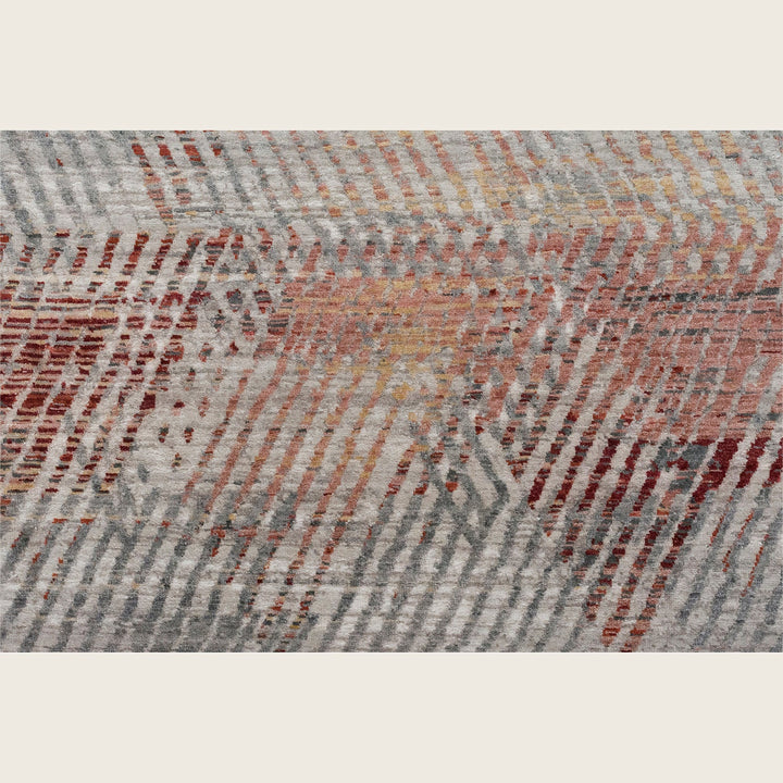 Red Contemporary Wool Silk Blend Rug - 8' x 10'
