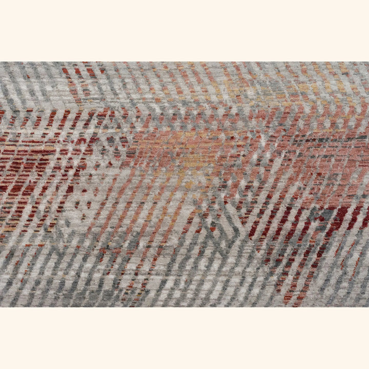 Red Contemporary Wool Silk Blend Rug - 8' x 10'