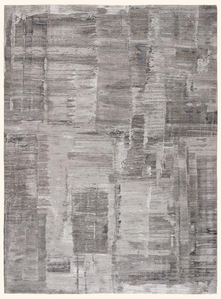 Grey Contemporary Wool Silk Blend Rug - 8' x 10'