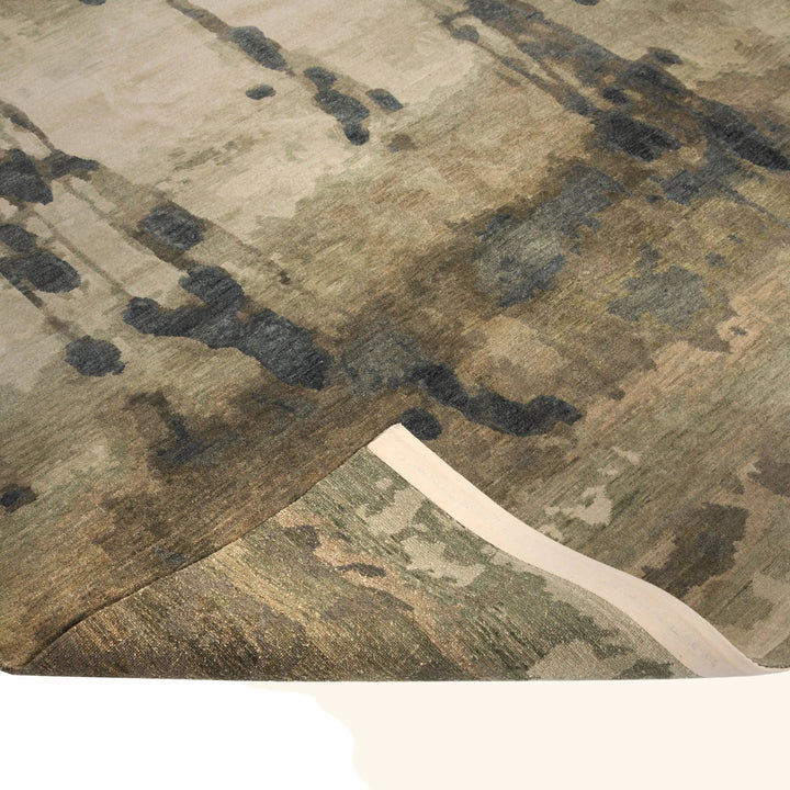 Green Aurora Contemporary Wool Silk Blend Rug - 10' x 14'