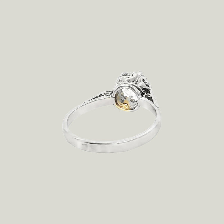 French Art Deco Engagement Ring in 14k White Gold