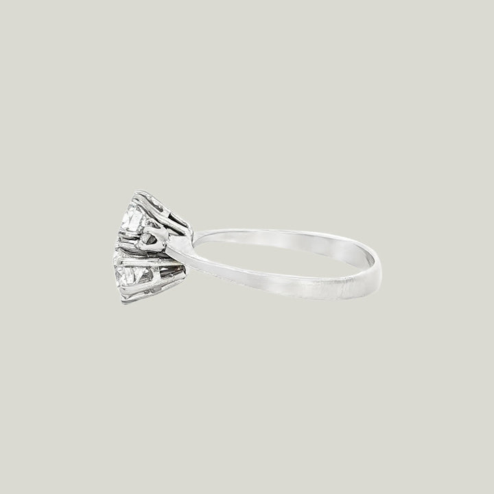 French Diamond Bypass Ring in 18k White Gold