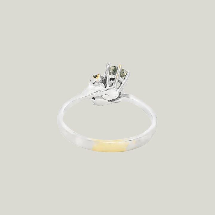French Diamond Bypass Ring in 18k White Gold