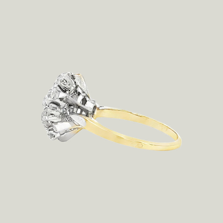 Late Victorian Diamond Cluster Ring in 18k White Gold
