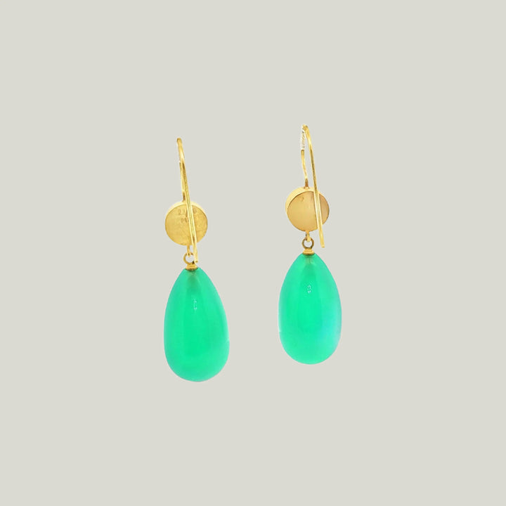 22K / 18K Mallary Marks Sapphire and Chrysoprase Eve Drop Earrings