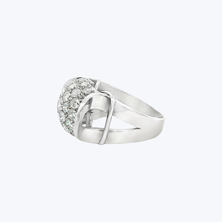 1950s Diamond Dome Cocktail Ring in White Gold