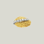 18K Yellow Gold Textured Diamond Ring