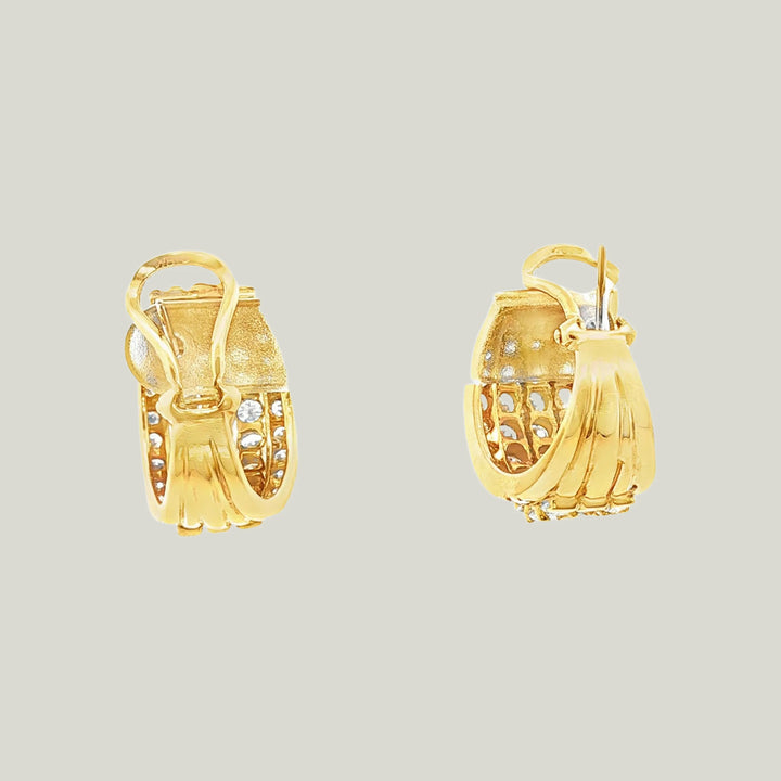 1980s Diamond Hoop Earrings in 18k Gold