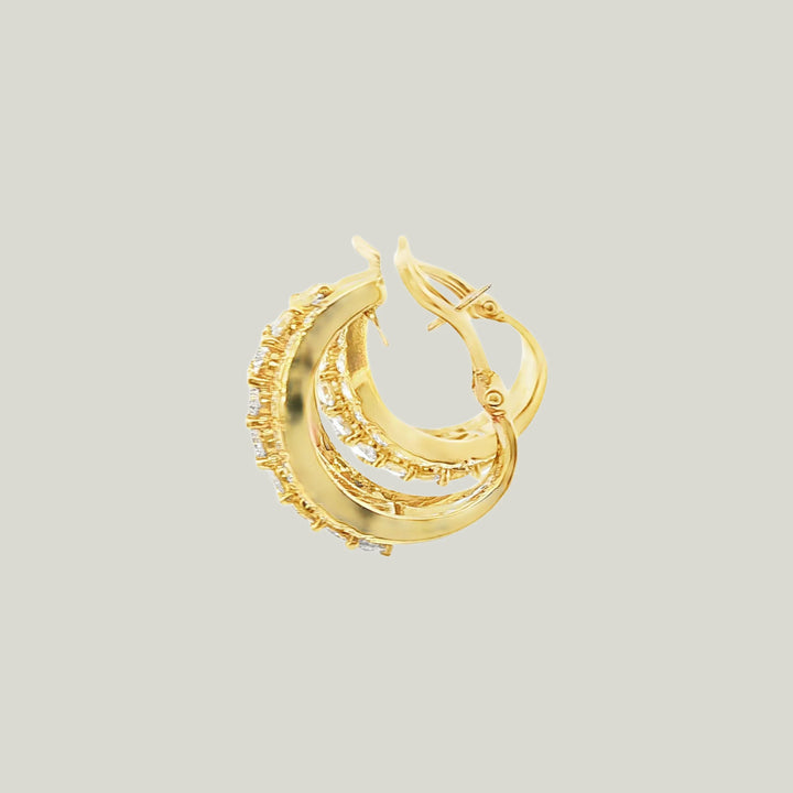 1980s Diamond Hoop Earrings in 18k Gold