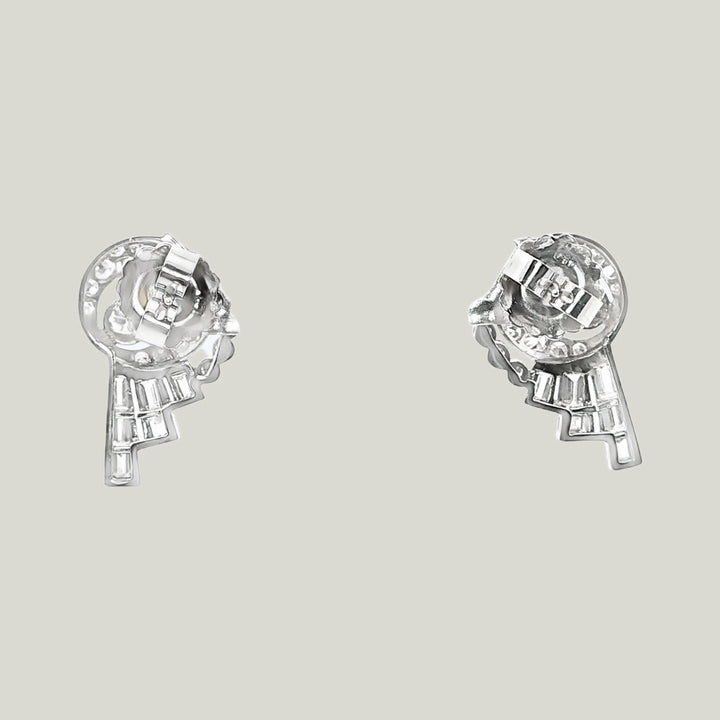 Platinum Art Deco Diamond Fan Earrings
