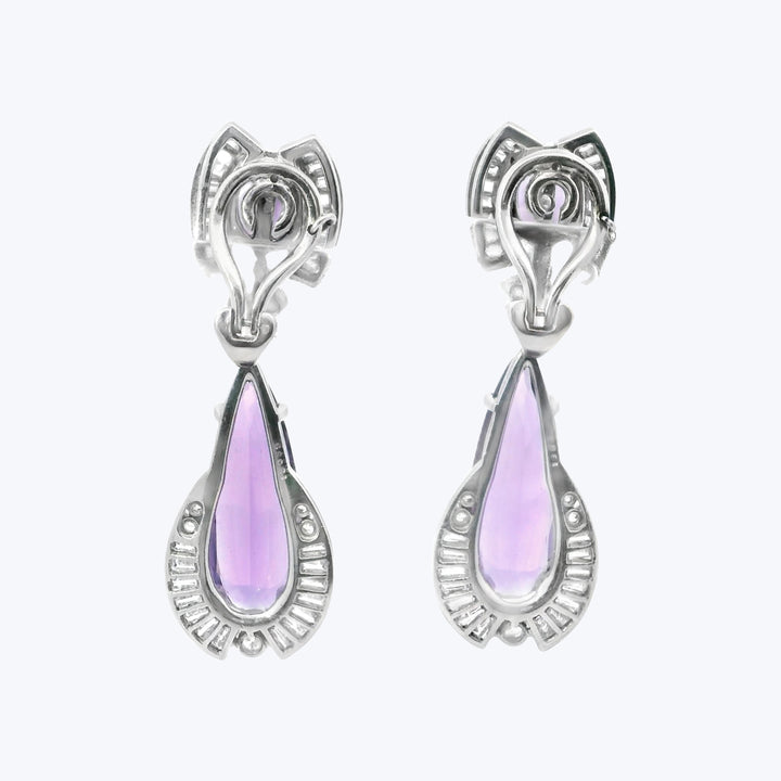 Platinum 1960s Diamond Amethyst Earrings