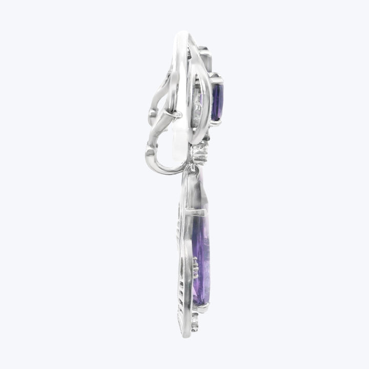 Platinum 1960s Diamond Amethyst Earrings