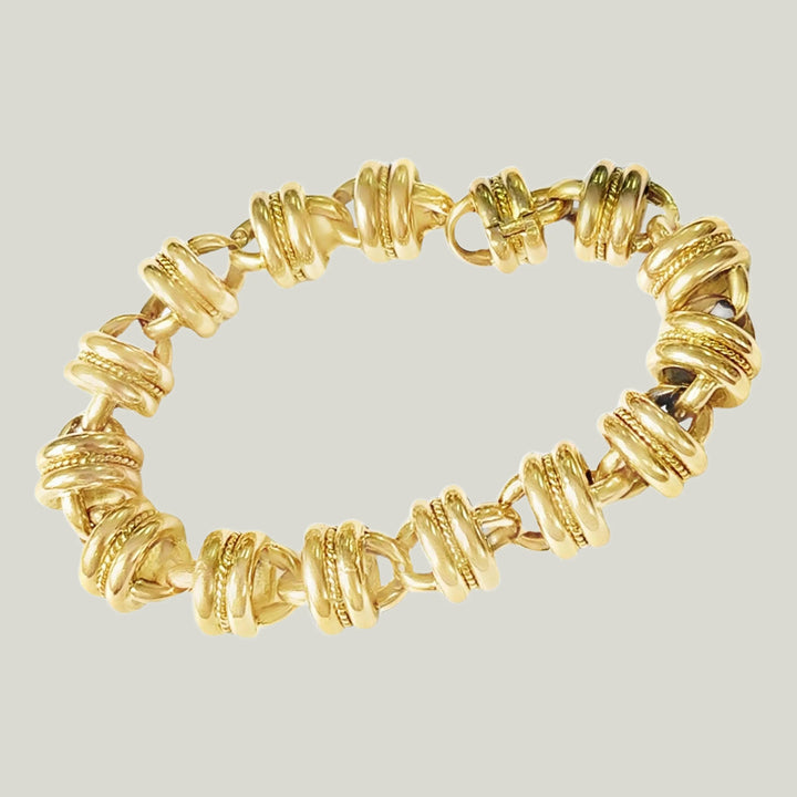 18k Yellow Gold Sterle Vintage Link Gold Bracelet