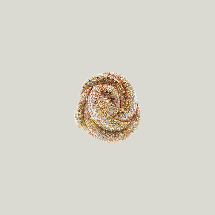 Palmiero Serpent Ring in Multicolor Diamond Pavé