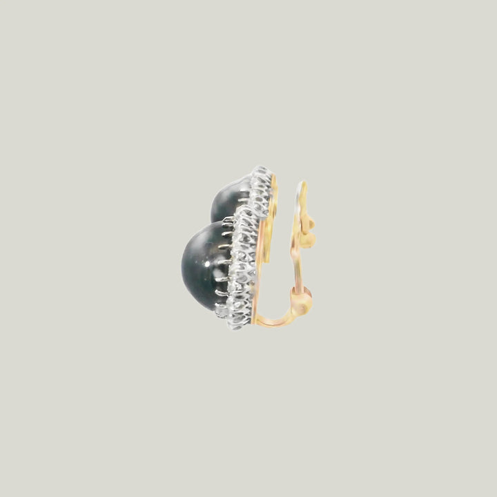 18K Platinum French Antique Garnet and Diamond Earrings, circa 1900