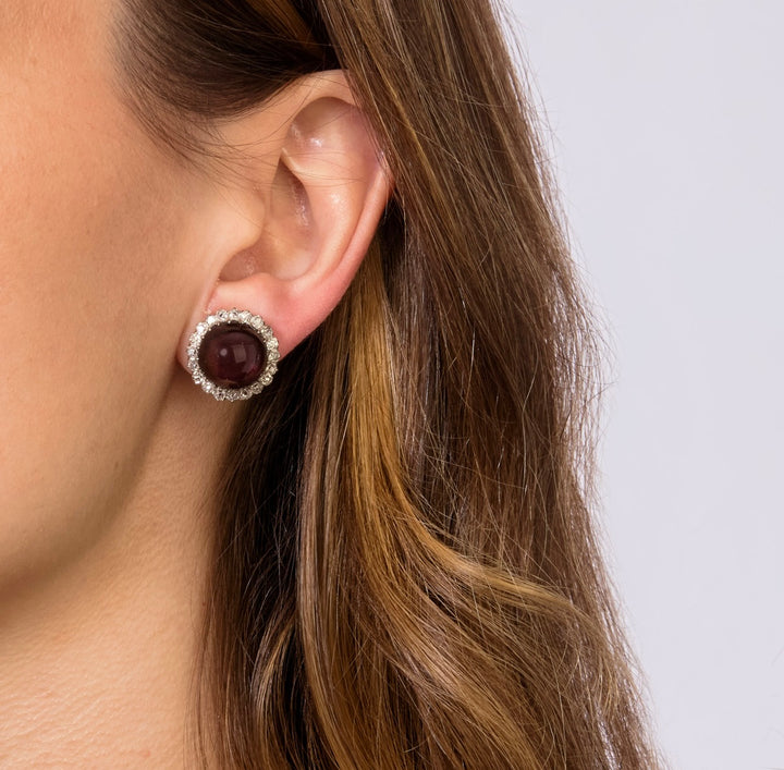 18K Platinum French Antique Garnet and Diamond Earrings, circa 1900