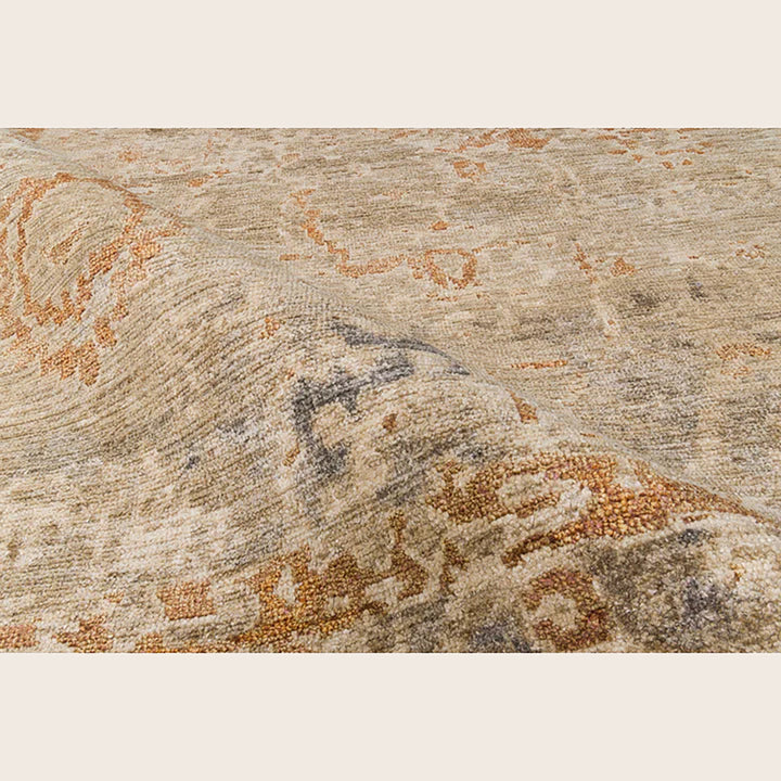Natural Traditional Silk Wool Linen Blend Rug - 8' x 10'