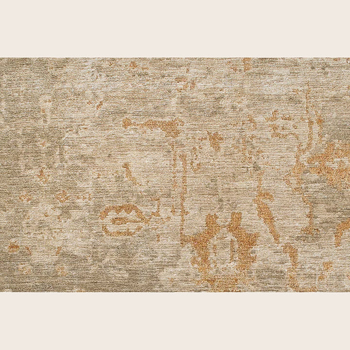 Natural Traditional Silk Wool Linen Blend Rug - 8' x 10'