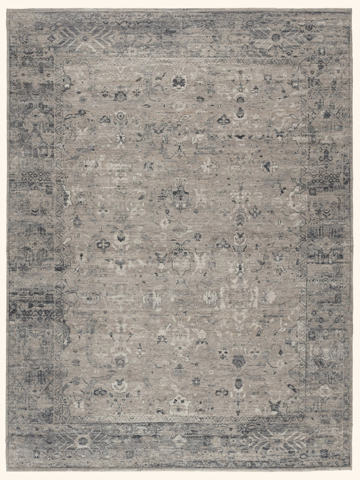 Grey Traditional Wool Rug - 8' x 10'