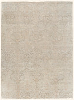 Beige Traditional Wool Silk Linen Blend Rug - 8' x 10'