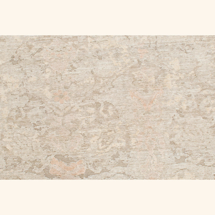Beige Traditional Wool Silk Linen Blend Rug - 8' x 10'