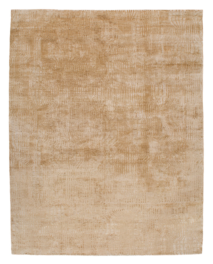 Camel Textured Silk Wool Linen Blend Rug - 8' x 10'