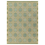 Blue Green Swedish Inspired Flatweave Wool Rug