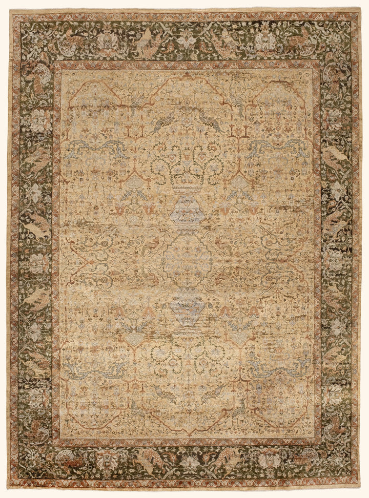 Brown Traditional Silk Wool Blend Rug - 8' x 10'