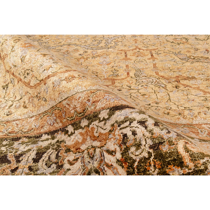 Brown Traditional Silk Wool Blend Rug - 8' x 10'