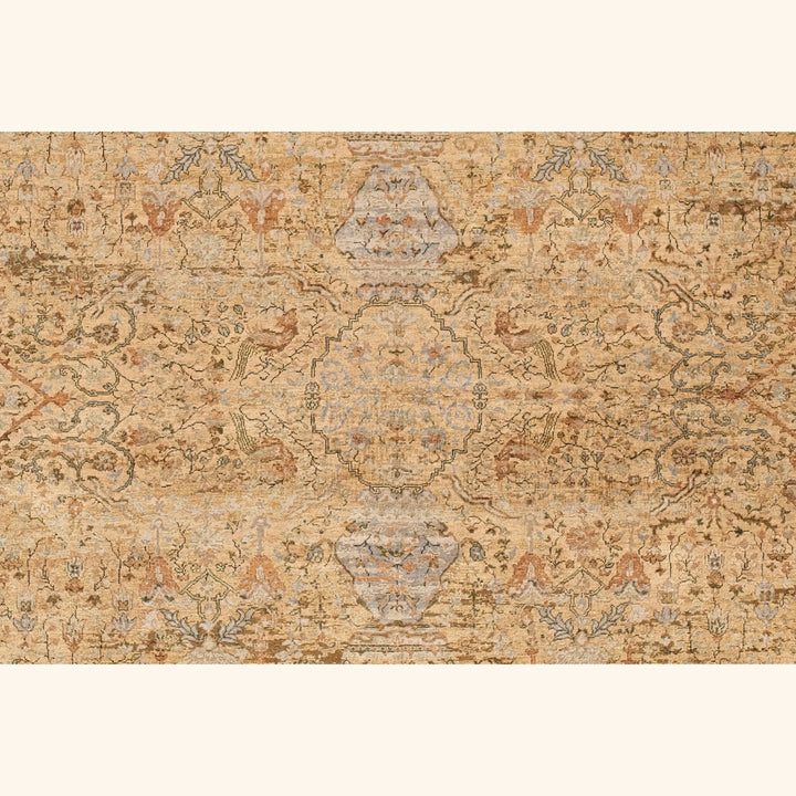 Brown Traditional Silk Wool Blend Rug - 8' x 10'