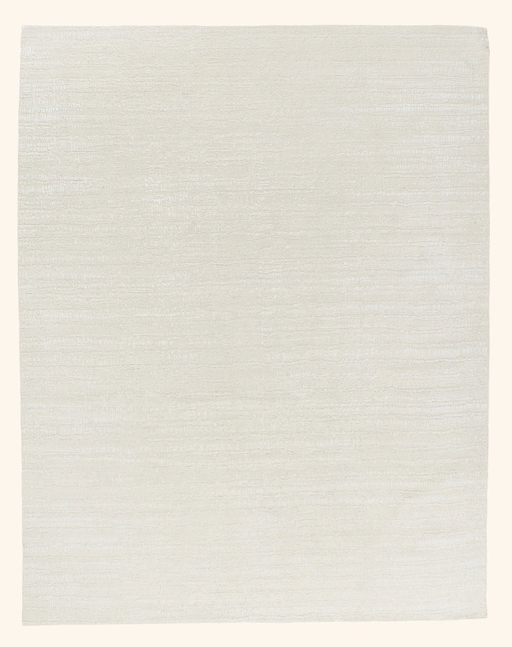 Ivory Textured Wool Silk Linen Blend Rug - 8' x 10'