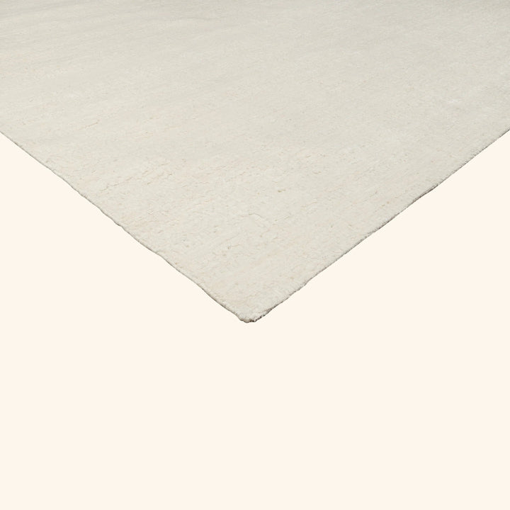 Ivory Textured Wool Silk Linen Blend Rug - 8' x 10'