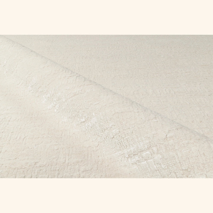Ivory Textured Wool Silk Linen Blend Rug - 8' x 10'
